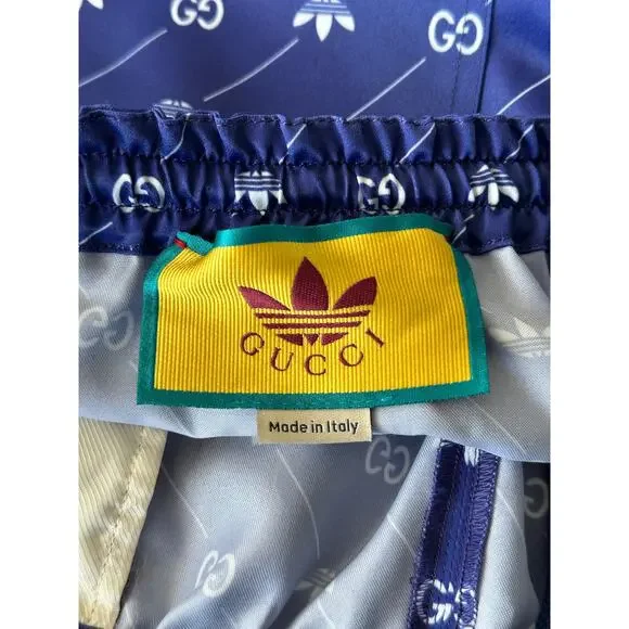 Gucci Adidas Blue & White Monogram Track Shorts
